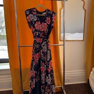 Floral Black and Pink Women's Dress